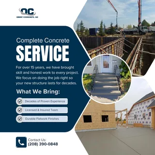 Omar's Concrete social post "Complete Concrete Service", designed by Interlink