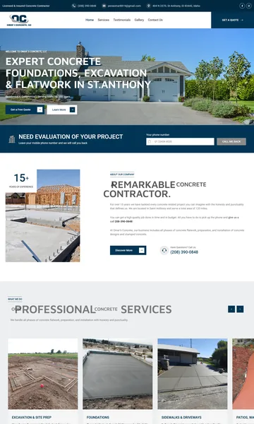 Omar's Concrete website homepage, built by Interlink